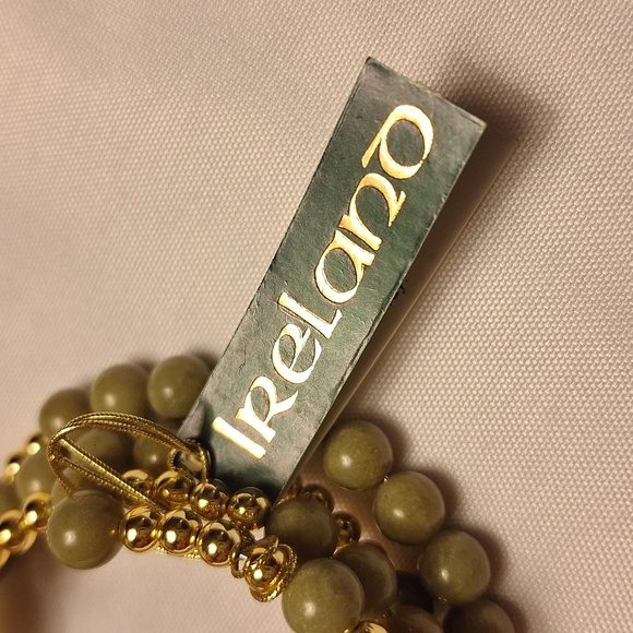 Ireland Made Genuine Connemara Marble Coil Bracelet Green Gold Beads 🇮🇪 NWT - Picture 2 of 8